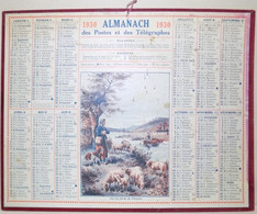 CALENDRIER ALMANACH DES POSTES ET TÉLÉGRAPHES 1930 SUR LES BORDS DE L'ORNAIN MAINE ET LOIRE - Grand Format : 1921-40