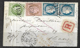 France  Devant De Lettre Recommandée Du .04 01 1875  Pour Le Havre - 1871-1875 Cérès