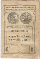 Mode Emploi Instructions Machine à Coudre à Navette Droite 2BIV Gritzner à Durlach 1919 - Kleidung & Textil