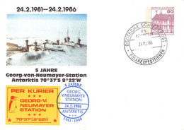 BR DEUTSCHLAND - POSTKARTE 60 PF 1986 5 J GEORG-NEUMAYER-STATION / YZ173 - Privé Postkaarten - Gebruikt