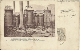 VUES PRINCIPALES DU RESEAU P.I.M. , LE CREUSOT , Les Hauts-Fourneaux , 1902 , Carte Précurseur , µ - Le Creusot