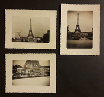 3 Photos 1937 France Paris Tour Eiffel  Exposition Universelle 1937  8, 4 X 10, 8 Cm - Andere