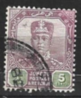 Malaysia  Johore  1922  SG  109  5c  Script  Fine Used - Johore
