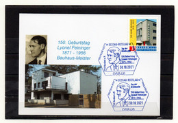 BRD, 2021, Karte Mit Michel 3453, Sonderstempel Dessau-Rosslau, 150. Geburtstag Lyonel Feininger - Lettres