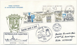 TAAF - Env. Affr 2,00 + 12,80 - 30eme Ann Création Territoire - OMEC Alfred Faure Crozet 24/9/1986 Patrouilleur Albatros - Storia Postale