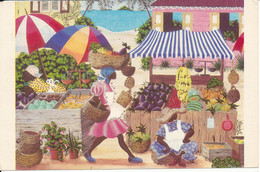 Antigua & Barbuda Postcard Reproduction Of Nusza Woyda's Original Painting "Who's That" Sent To Germany - Antigua Und Barbuda