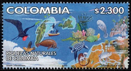A240. KOLUMBIEN / COLOMBIA - 2002. MI#: 2178-MNH- NATURAL RICHES OF COLOMBIA. BIRDS/FISH/TURTLE/MONKEY/CORAL - Colombia
