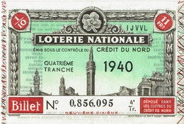 REF CTN75 - BILLET DE LA LOTERIE NATIONALE 1940 - Billetes De Lotería