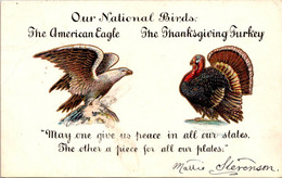 Thanksgiving Greetings With Turkey And Eagle - Thanksgiving