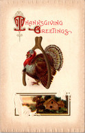 Thanksgiving Greetings With Turkey And Wishbone 1912 - Thanksgiving
