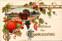 Thanksgiving Greetings With Turkey 1910 - Thanksgiving