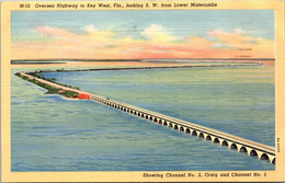 Florida Keys Overseas Highway Showing Channel No 2 And Channel No 5 Curteich 1939 - Key West & The Keys