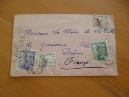 Lettre Espagne Espana Censura 18/05/1945 4 TP Anciens Pour Genissieux Drôme Censure Militaire - Covers & Documents