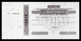 España Cadiz Aramburu Hermanos 4000 Reales De Vellon 1870's SC- AUNC - Otros & Sin Clasificación