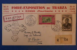 G1 MAURITANIE BELLE LETTRE RECOM 1946 PAR AVION ROSSO POUR ST CLAUDE FRANCE + AFRANCHISSEMENT PLAISANT - Storia Postale