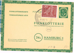 L-ALL-224 - ALLEMAGNE Entier Postal Funklotteriekarte Carte Lotterie Nationale Cor Postal Obl. Ill. De Luisenburg 1962 - Cartes Postales Privées - Oblitérées