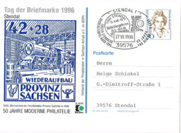 L-ALL-225 - ALLEMAGNE Entier Postal Journée Du Timbre 1996 Thèmes Locomotive, Femmes Célèbres, Philatélie - Privatpostkarten - Gebraucht