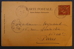 F1 SMYRNE LEVANT LETTRE 1904 SMYRNE POUR PARIS FRANCE XVI EME +CACHET ENTREE PARIS ETRANGER ET AFFRANCH PLAISANT - Lettres & Documents