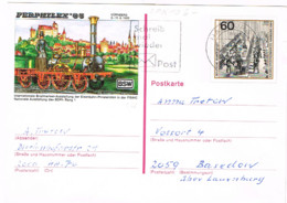 L-ALL-231 - ALLEMAGNE Entier Postal Congrès Postal Hambourg  Illustré Exposition Philatélique Nurenberg Locomotive - Privé Postkaarten - Gebruikt