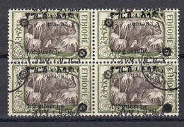 Ethiopie1927 Yvert 143 Oblitere. Bloc De 4. Rhinoceros. Non Circules - Etiopia