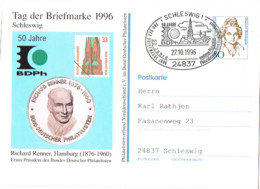 L-ALL-235 - ALLEMAGNE Entier Postal Journée Du Timbre 1996 Obl. Ill. Schleswig - Cartes Postales Privées - Oblitérées