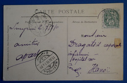 N18 EGYPTE LEVANT BELLE CARTE  1913 ALEXANDRIE POUR HANOI FRANCE +LA MOSQUEE++ PAIRE DE T.P + AFFRANCH INTERESSANT - Cartas & Documentos