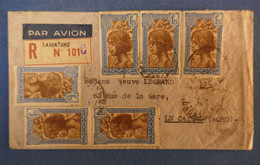 E11 MADAGASCAR BELLE LETTRE RECOMMANDEE 1939 PAR AVION TAMATAVE POUR LE CATEAU FRANCE +AFFRANC. INTERESSANT - Lettres & Documents