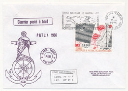 TAAF - Env. Affr 14,00 P.A IAGO, OMEC Port Aux Français 11/4/1986 + Patrouilleurs Albatros + Divers - Covers & Documents