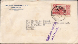 Letter From Las Palmas To Funchal (Madeira) - CENSURA MILITAR LAS PALMAS (1937) - 1931-50 Briefe U. Dokumente