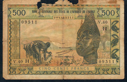 W.A.S. NIGER P602Hh 500 FRANCS Type 1959 Issued 1970 RARE Signature 7 GOOD - Niger