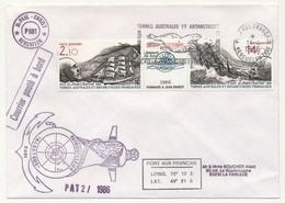 TAAF - Env. Affr 2,10 + 14,00 Hommage à Jean Charcot, OMEC Port Aux Français 11/4/1986 + Patrouilleurs Albatros + Divers - Lettres & Documents