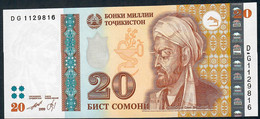 TAJIKISTAN P17a 20 SOMONI 1999 #DG Signature 2 UNC. - Tadjikistan