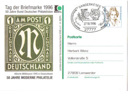 L-ALL-246 - ALLEMAGNE Entier Postal Illustré Poste Militaire En 1945 Journée Du Timbre 1996 Obl. Ill. De Ganderkesee - Private Postcards - Mint