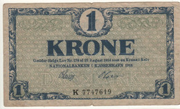 DENMARK  1 Krone  P12d    1918     serie K - Dinamarca