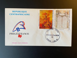 Centrafricaine 1989 Mi. 1368 - 1369 FDC 1er Jour Cover PhilexFrance 89 Révolution Française French 1789 - Filatelistische Tentoonstellingen