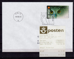 Norge Norwegen Norway ATM 5 Hubro Owl Eule / 5,50 On FDC + Receipt / Etiquetas Automatenmarken - Lettres & Documents