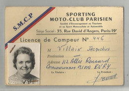 Carte De Visite Cdv Sporting Moto  Club Parisien 35 Rue David D'angers 19e ; 8x12 Cm - Tarjetas De Visita