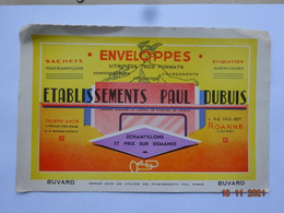 BUVARD BLOTTING PAPER PAPETERIE ENVELOPPES SACHETS ÉTIQUETTES ETABLISSEMENTS PAUL DUBUIS ROANNE 42 LOIRE - Papeterie