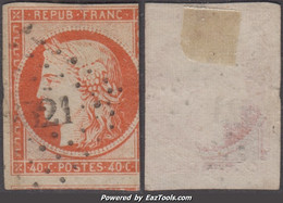 40c Orange De 1850 Oblitéré Très Défectueux à -10€ ! (Dallay N° 5, Cote 600€) - 1849-1850 Cérès