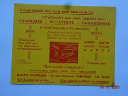 BUVARD BLOTTING PAPER TEXTILES VESTIMENTAIRES FOURRURES PELLETERIES CANADIENNES JOSEPH FOURRURES GRENOBLE ISERE - Textile & Vestimentaire