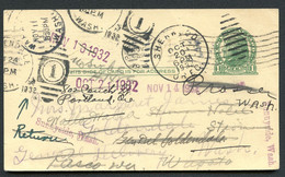 UX27 UPSS S37E Postal Card Used Sherwood OR FORWARDED SEVERAL TIMES 1932 - 1921-40