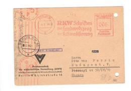 Deutsche Reichspost 1944 Von Berlin Nach Ungarn Zensuriert Zensur 2.Weltkrieg Abs AWV - Lettres & Documents