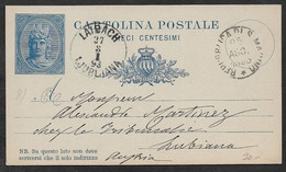 1894 SAN MARINO 10C CARTOLINA POSTALE LIBERTAS Mi.Nr. P3 - LAIBACH LJUBLIANA - Covers & Documents