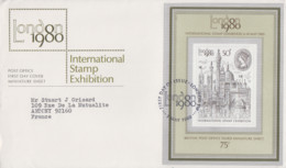 Enveloppe  FDC  1er  Jour   GRANDE  BRETAGNE   Bloc  Feuillet    Exposition  Philatélique  Internationale   1980 - 1971-1980 Em. Décimales