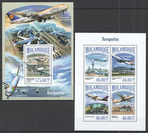 ST2511 2013 MOZAMBIQUE MOCAMBIQUE TRANSPORT AVIATION AEROPORTS AIRPLANES KB+BL MNH - Airplanes