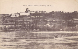 1452 Ternay  (isère) Le Village Et Le Rhône (circulée En 1923) Bateau Traille Bac - Other Municipalities
