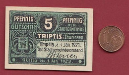 Allemagne 1 Notgeld  De 5 Pf Stadt  Triptis (TRES PETIT FORMAT RARE) Dans L 'état   Lot N °19 - Sammlungen