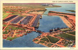 Texas Corpus Christi Aerial View Of Port 1941 Curteich - Corpus Christi