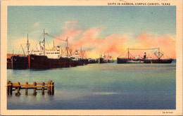 Texas Corpus Christi Ships In The Harbor Curteich - Corpus Christi