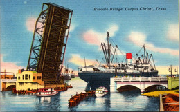 Texas Corpus Christi Steamer Passing Under Bascule Bridge 1957 - Corpus Christi